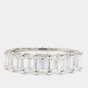 Pre Owned 2.01 cts Emerald Lab Grown Diamond 14k White Gold 7 Stone Wedding Band