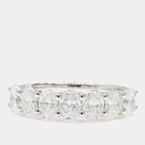 Pre Owned 2.02 cts Oval Lab Grown Diamond 14k White Gold 7 Stone Wedding Band