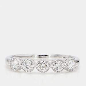 Pre Owned 0.50 cts Round Lab Grown Diamond 14k White Gold 5 Stone Wedding Band