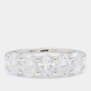 Pre Owned 2.00 cts Oval Lab Grown Diamond 14k White Gold 5 Stone Wedding Band US 7