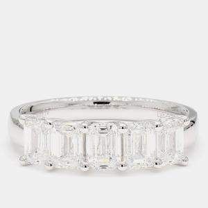 Pre Owned 2.00 cts Emerald Lab Grown Diamond 14k White Gold 5 Stone Wedding Band US 7