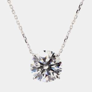 Pre Owned 3.38 cts Round Lab Grown Diamond 14k White Gold Solitaire Pendant 16