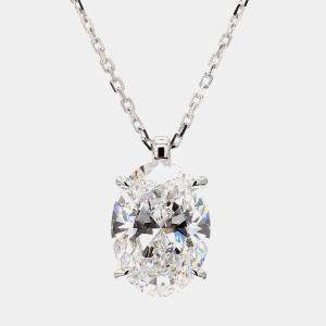Pre Owned 4.00 cts Oval Lab Grown Diamond 14k White Gold Solitaire Pendant 16