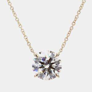 Pre Owned 5.36 cts Round Lab Grown Diamond 14k Yellow Gold Solitaire Pendant 16