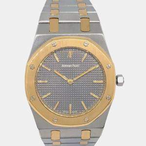 Audemars Piguet Black 18k Yellow Gold Stainless Steel Royal Oak Quartz Women's Wristwatch 33 mm