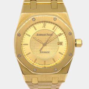 Pre Owned Audemars Piguet Royal Oak BA5050/789 Automatic Champagne 18k Yellow Gold Women's Wristwatch 33 mm
