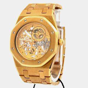 Pre Owned Audemars Piguet Royal Oak 14794BA.OO.0902BA.99 Automatic Skeleton 18K Yellow Gold Women’s Wristwatch 30 mm
