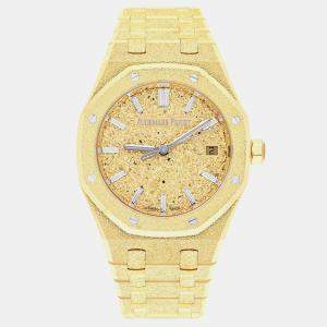 Pre Owned Audemars Piguet Royal Oak Frosted Gold 77450BA.GG.1361BA.01 Automatic Gold 18k yellow gold Women's Wristwatch 34 mm