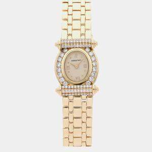 Pre Owned Pre-Owned Audemars Piguet 66960BA.ZZ.1071BA.01 White Quartz 18k Yellow Gold Diamond Women's Wristwatch 20 mm