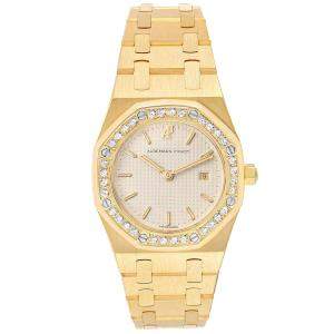 Audemars Piguet White Diamonds 18k Yellow Gold Royal Oak 56271BA Women's Wristwatch 30 MM