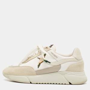 Axel Arigato Grey/White Canvas and Leather Lace Up Sneakers Size 36