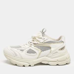 Axel Arigato White/Grey Mesh and Leather Marathon Runner Sneakers Size 38