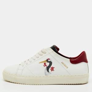 Pre Owned Axel Arigato White/Red Leather Clean 90 B Bird Low Top Sneakers Size 36
