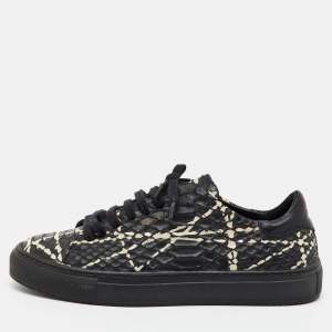 Pre Owned Axel Arigato Black Python Embossed Leather Clean 90 Low Top Sneakers Size 36