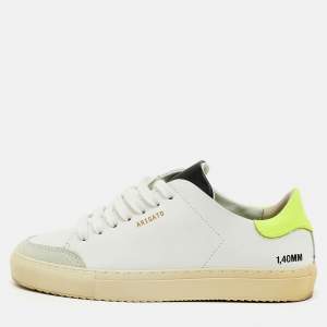 Pre Owned Axel Arigato White/Neon Leather Clean 90 Low Top Sneakers Size 36