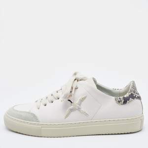 Axel Arigato White Leather Clean 90 Bird Embroidered Low Top Sneakers Size 39