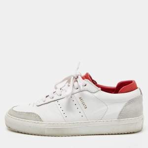 Axel Arigato White/Red Leather and Suede Dunk Low Top Sneakers Size 38