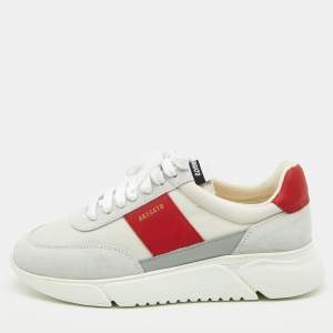 Axel Arigato White/Red Leather and Suede Dunk Low Top Sneakers Size 39