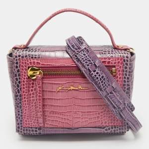 Baldinini Purple/Pink Alligator Top Handle Bag