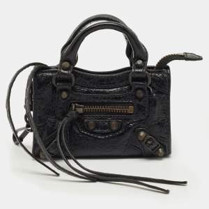 Pre Owned Balenciaga Black Leather Le City Micro Bag Charm