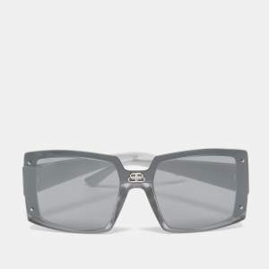 Balenciaga Silver/Black Tinted BB0081S Squared Sunglasses
