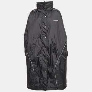 Balenciaga Black Synthetic Oversized Hooded Parka Jacket S