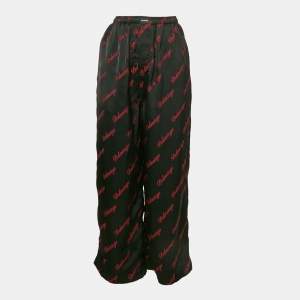 Balenciaga Homewear Black Fil Coupe Logo Satin Pyjama Pants S