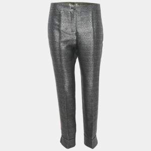 Balenciaga Multicolor Brocade Silk Tapered Leg Cropped Trousers M