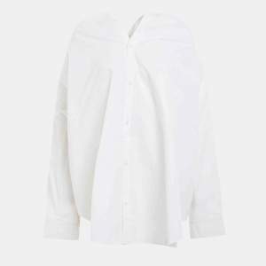 Pre Owned Balenciaga White Cotton Knotted Vareuse Shirt S