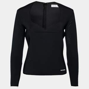 Balenciaga Black Perforated Neoprene Piaf Top M