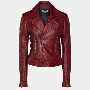 Balenciaga Burgundy Leather Biker Jacket M