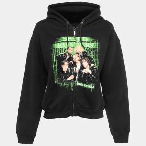 Pre Owned Balenciaga Black Cotton Speed Hunter Printed Hoodie L