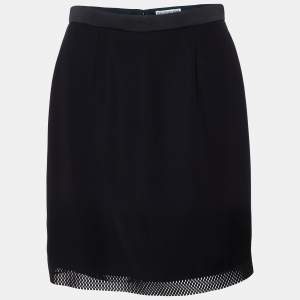Balenciaga Black Jersey Laser Cut Detail Mini Skirt S