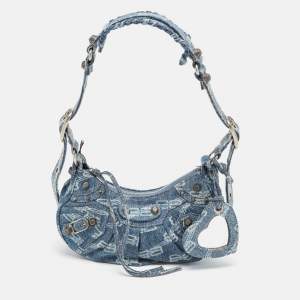 Balenciaga Blue BB Monogram Denim XS Le Cagole Shoulder Bag