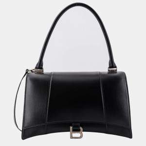 Balenciaga Black Leather Hourglass Hinge  Shoulder Bag