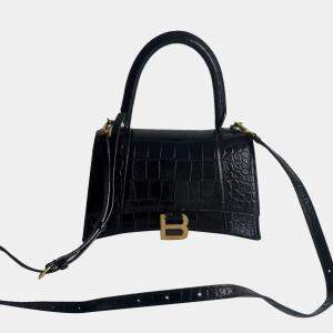 Balenciaga black and gold crocodile pattern Hourglass bag size S