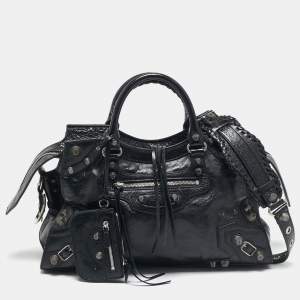 مملوكة مسبقًا Balenciaga Black Leather Neo Cagole City Tote