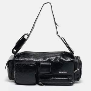 Balenciaga Black Glossy Leather Superbusy Sling Bag