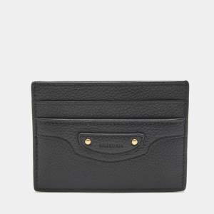 مملوكة مسبقًا Balenciaga Neo Classic Black Leather Card Holder