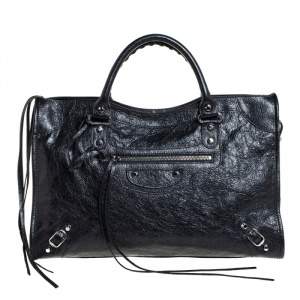 Pre Owned Balenciaga Black Leather Classic RH City Tote