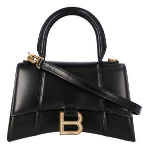 Pre Owned Balenciaga Black Leather Hourglass XS Top Handle Bag 