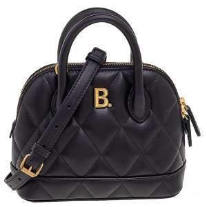 Pre Owned Balenciaga Black Quilted Leather XXS Ville Satchel