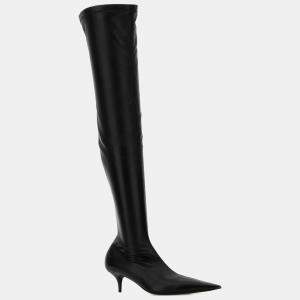 Balenciaga Black Nappa Leather Avenue Boots Boots EU 38