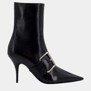 Balenciaga Black Leather Ankle Buckle Boots EU 40