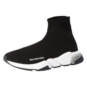 Pre Owned Balenciaga Black Knit Speed Clear Sole Sneakers Size 35