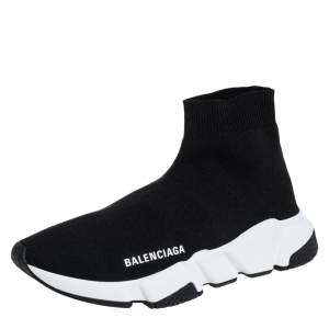 مملوكة مسبقًا Balenciaga Black Knit Fabric Speed Trainer Slip On Sneakers Size 37