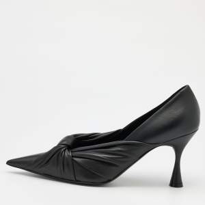 Balenciaga Black Leather Drapy Pointed Toe Pumps Size 38.5
