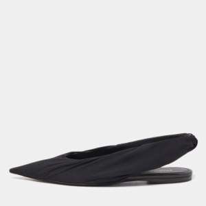 Balenciaga Black Fabric  Knife Slingback Flats Size 38 