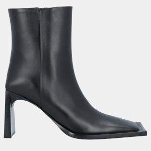 Balenciaga Black Leather Square Toe Ankle Boots 37.5
