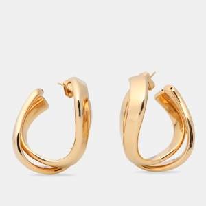 Balenciaga Gold Tone Twisted Hoop Earrings